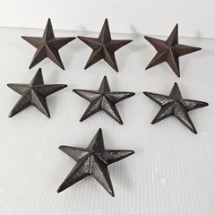 7 Cast Iron TX Texas Stars, Nail Backs, Western Rustic Decor DIY Crafts