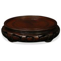 US Seller – 6.5 Inch Dark Brown Round Chinese Wooden Stand