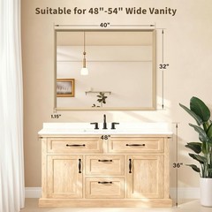 Ultrue Oak Wood Effect Framed Wall Mirror 32X40 Rectangle Mirror