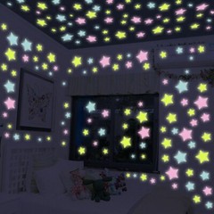 Glow In The Dark 50/100/200 ~ 3D Stars Half Moon Mix Color ~ Wall Decor 3 Sizes