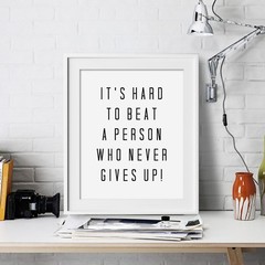 Never gives up Inspirational Wall Art Print Motivational Quote Poster Decor Gift