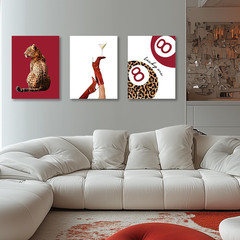 Red Leopard Canvas Wall Art, Fierce Cheetah Wall Decor, Red Glossy Boots Holding