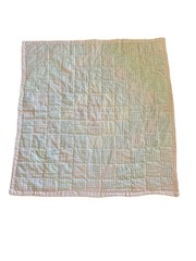 Patchwork Plaid Gingham Throw Blanket Multicolor Pastels 35” x 37” Handmade