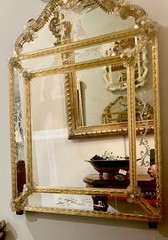 Fratelli Tosi Murano Glass Venetian Mirror Gold Leaf Hand Etched Italy