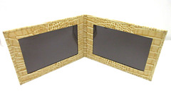 Photo Frame Leather Bifold holds TWO 4×6″ Photos Horizontal Graphic Image $125
