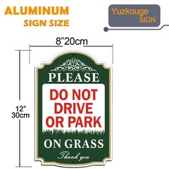 Yuzkouge Please Do Not Drive or Park On Grass Sign – 2 12 x 8 inches, Green