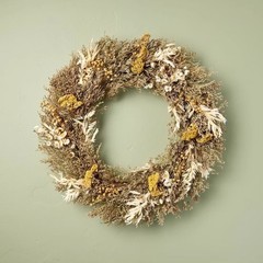 Hearth & Hand Preserved Spring Grass & Flower Brown & Gold 21″ Hanging Wreath