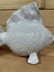 Off White Glazed Statue Table Decor Koi White Ceramic Fish