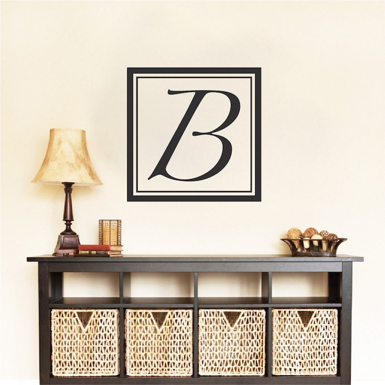 Custom Initial Wall Decal Personal Monogram Wallpaper Name Removable Vinyl, b45