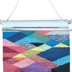 Patchwork Wall Hanging Woven Tapestry Bohemian Colorful Weave Boho Art