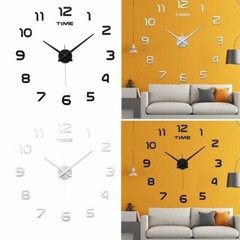 3D Large Mirror Surface Wall Clock Modern DIY Sticker Office Home Shop Art Decor