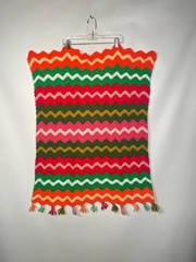 Vintage 1970s Funky Bright Bold Sofa Throw Afghan Baby Blanket Crib Blanket