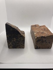 Natural Stone Bookends Polished Rough Edge Leopard Spotted 6.75-7” Tall Pair
