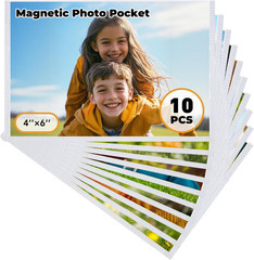 10 Pack Magnetic Picture Frames 4×6 Refrigerator Photo Holders White Border