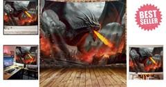Versatile Polyester Tapestry with Medieval Dragon Theme – Multiple Sizes