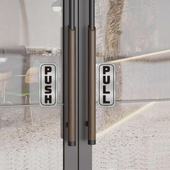 Push Pull Door Stickers 4 Pack (2 Sets), Premium Vinyl Brushed Silver Finish 2X5