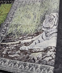 Vintage White Tigers Tapestry Wall Hanging Made In Turkey 100% Cotton 54×35″
