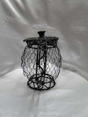Wire Frame & Chicken Wire Mesh: Teapot & Lid Sculpture, 7 3/4″ Tall