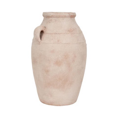 19 In. Red Ceramic round Weathered Decorative Vase