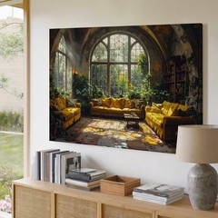 Wall Art Sunlit Conservatory Interior Natural Light Sun Drenched Glass Canvas