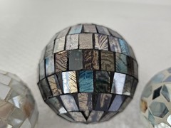 3 Decorative Mosaic Balls Spears Orbs Centerpiece Decor 3.5″ To 4″