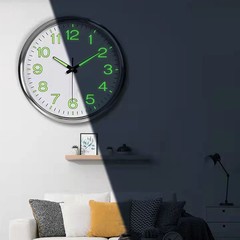 12» Wall Clock Large Luminous Quartz Night Light Glow In The Dark Silent Home