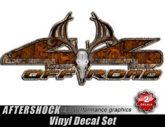 4×4 Camo Orange Deer Skull Truck Decal – Archery Hunting Timber Camouflage
