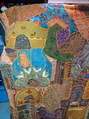 VTG Indian Embroidered Patchwork Wall Hanging Beads Sequin Mirror Work 82″ x 64″