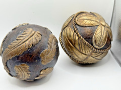2 Decorative Sphere Ornamental Balls Intricate Patterns Textures Embellishments