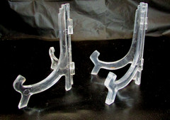 Two Small 3×5 Clear Acrylic Vintage 1980’s Lucite Folding Easels Display Stands