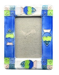 Vintage Porcelain Fish Themed Picture Frame 3.5″ X 5″ OD 7″tall x 5.25″dia….