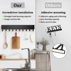 Key Holder Wall Mount with 6 Hooks – Key Rack Organizer for Entryway, Kitchen &