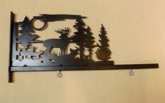Wildlife Metal Art Decorative Sign Hanger Bracket 24″ with Deer and Trees