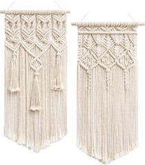 2 Pcs Macrame Woven Wall Hanging Boho Chic Geometric Art Decor