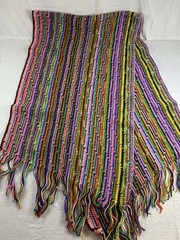 Handmade knit Rainbow Shawl Wrap Multicolor Boho Festival 26×96