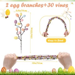32 Pcs Easter Decorations Artificial Easter Spray Vine with Eggs and Berries …