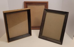 Three heavy wooden picture frames. Various styles, see photos.