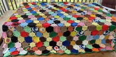 VTG Handmade Crochet Afghan Blanket Granny Square Multicolor Throw 44×70