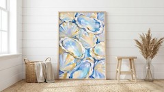 Blue Scallop Oyster Shells Painting Art Poster Coastal Beach House Decor Print