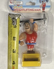 Solar Power Red Weightlifting Man Toy – Car Dash – Office Desk (4 Inches)