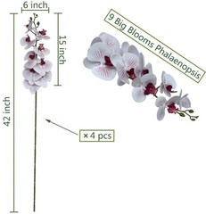 9 Heads Artificial Phalaenopsis Flowers 4 Pcs Artificial Orchid Flowers 42 in…