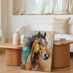 Abstract Brown Horse Canvas Wall Art Modern Animal Painting For Living Room
