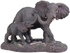 Elephant Mom and Baby Figurine 9 Inches