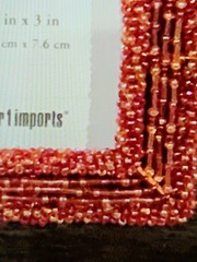 Pier 1 Beaded On Wood Picture Frame 5×6 ..holds 3×3 Picture