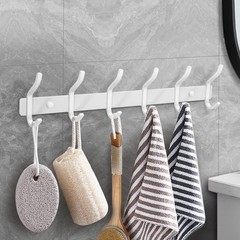 White Wall Hooks Heavy Duty, 17 Inch Coat Hooks Wall Mount with 6 Hooks,2 Pac…