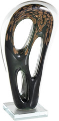 Glass Abstract Decorative Sculpture Swirl Home Decor Statue with Clear Base, Acc