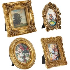 Vintage Picture Frames Set of 4 – 5.7×4.7in to 6.7×6.7in Gold Ornate – Antique