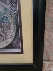 Framed with Matting & Glass ShadowBox Clay Plate Mayan/Aztec Design 8″Square