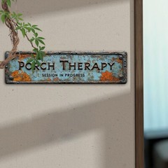 Metal Porch Therapy Sign Vintage Metal Tin Sign Wall Art Decor Home Clinic Decor