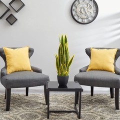 26in Sansevieria Artificial Plant | Yellow & Green Striped Leaves | 5.5 Pot